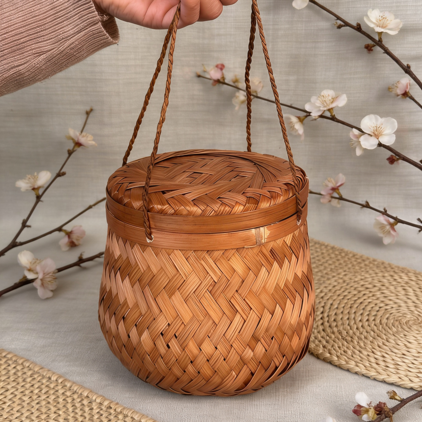 小众复古竹编茶叶盒手工编织方形装饰品收纳礼品伴手礼包装盒竹篮,淘宝优惠券,粉丝福利购,淘宝优惠卷