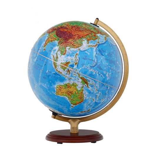 中图社·博目25cm高清地形地球仪 高中生用 高清 学生专用 中英文书房办公装饰中号摆件LED灯 - 图0