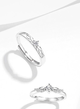 双生天使情侣戒指男女对戒简约高级感镶钻时尚创意感翅膀指环