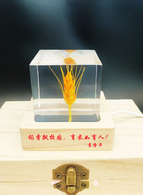 麦穗水晶夜灯永生花摆件毕业礼物