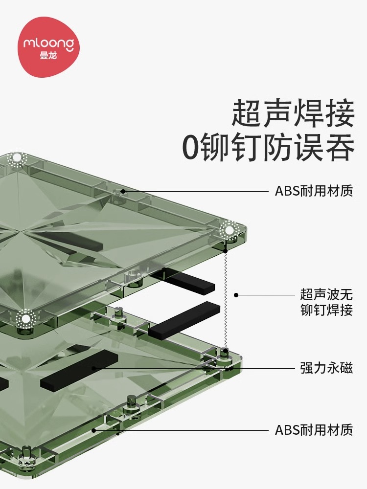 曼龙儿童磁力片拼图益智玩具彩窗积木男孩女孩磁铁拼装启蒙磁力贴 - 图1