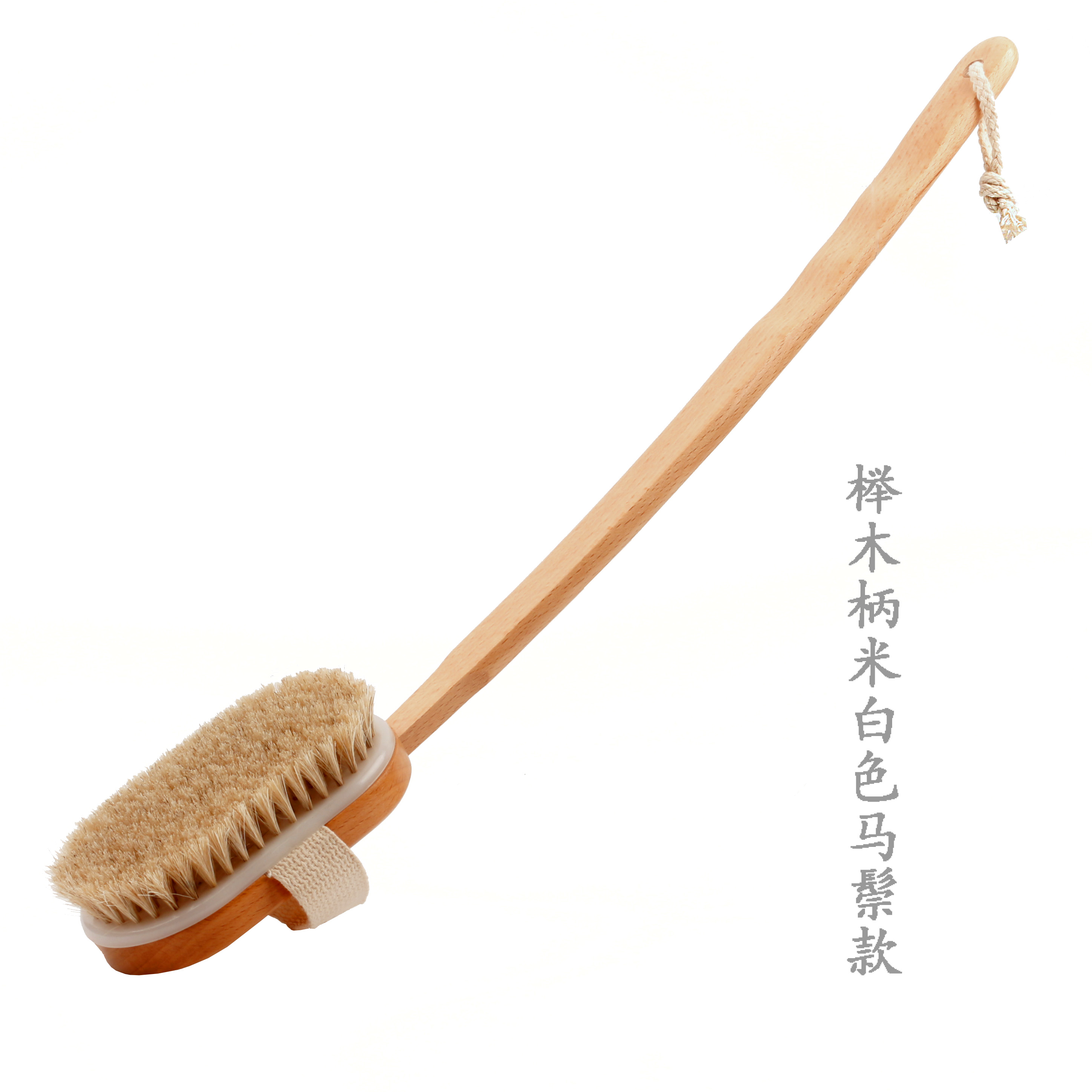 长柄可折卸猪鬃硬毛刷马鬃软毛老人搓后背刷干湿洗澡刷经搓澡神器 - 图0