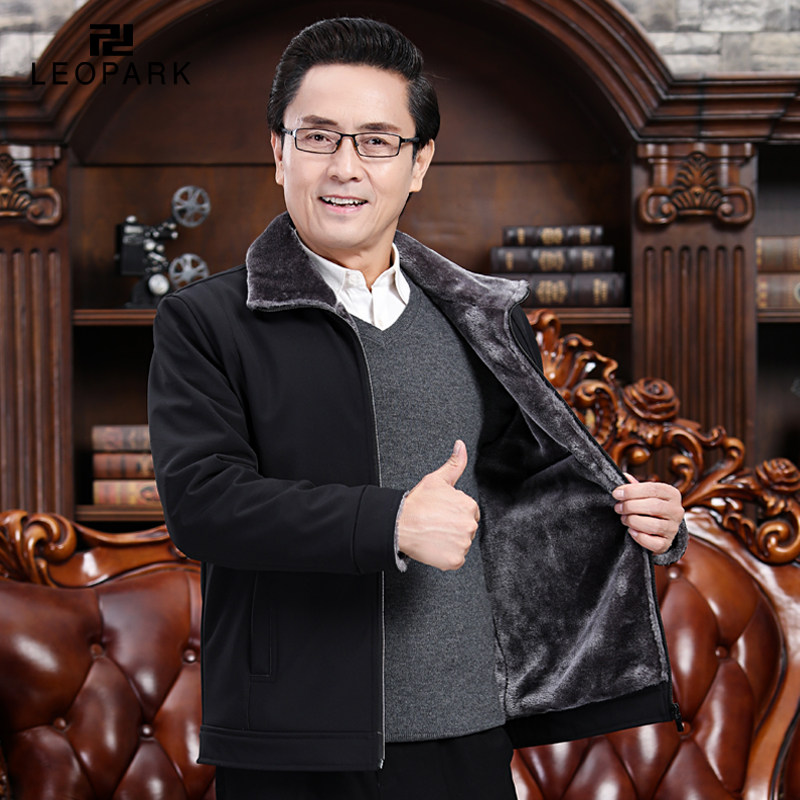 leopark冬季中年加绒男棉袄 leopark服饰棉衣