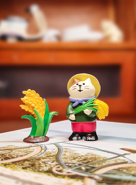 稻花香正是农忙时丰收季稻草人饭团日式猫咪装饰礼物摆件拍照道具