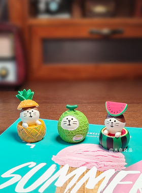 日式zakka杂货夏日水果猫咪系列树脂摆件留言夹创意桌面装饰礼品