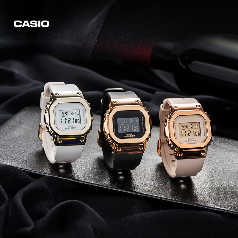 casio旗舰店G-SHOCK简约金属手表小方块GM-S5600