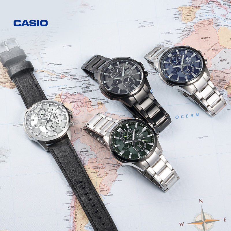 casio旗舰店efr-303世界地图手表 casio日韩腕表