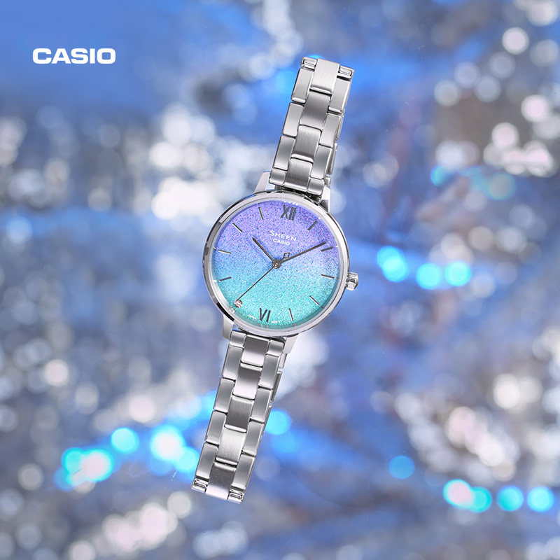 casio旗舰店she-4548简约官方女表 casio日韩腕表