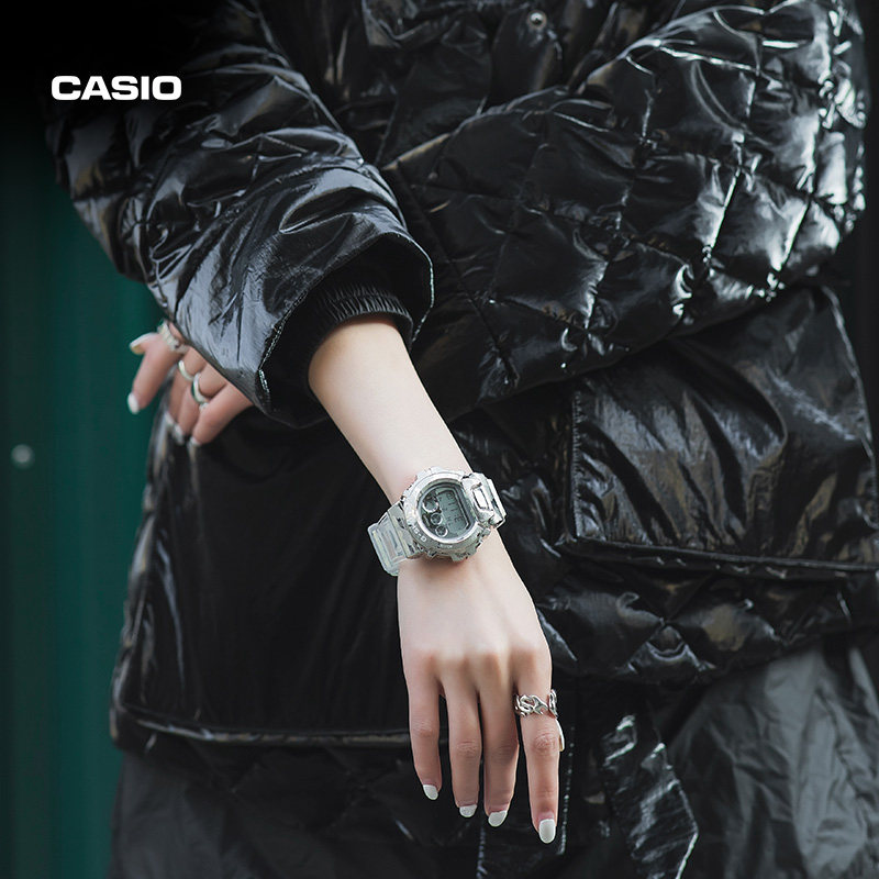 casio旗舰店see-thru透明雪地男表 casio日韩腕表