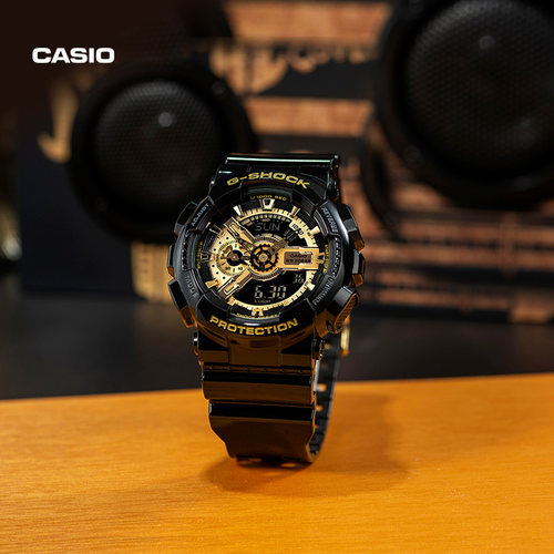 【七夕礼物】casio旗舰店GA-110GB黑金运动时尚手表卡西欧G-SHOCK - 图0