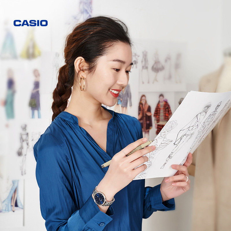 casio旗舰店she-4535防水钢表带 casio日韩腕表