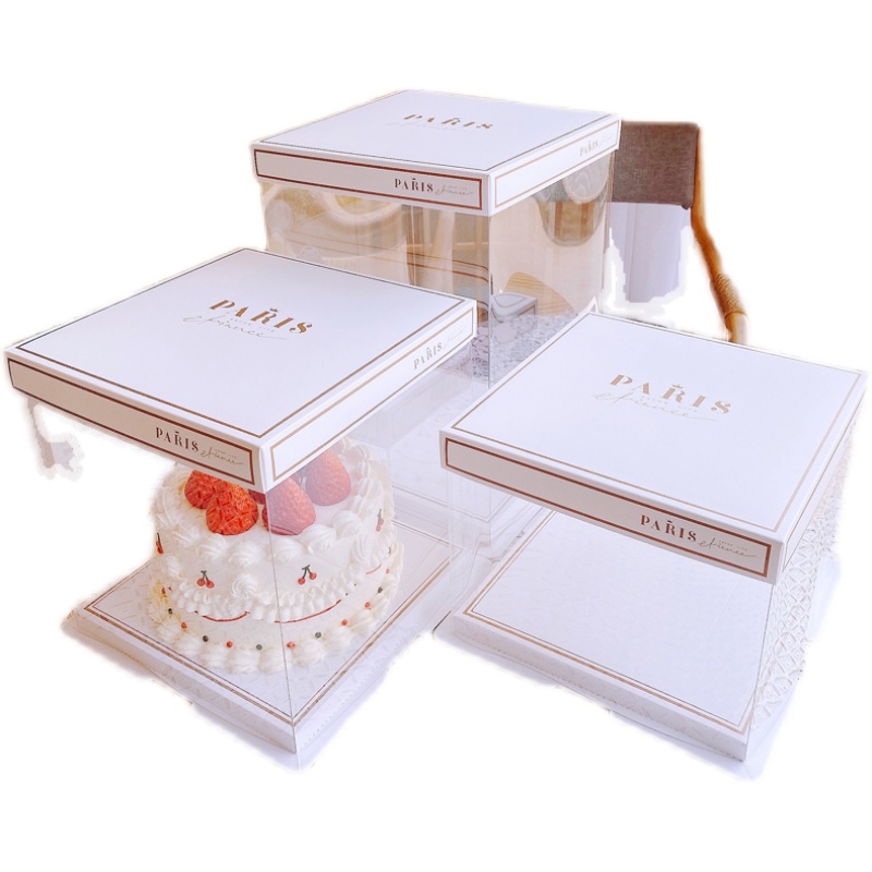 透明蛋糕包装盒6寸8寸10寸12寸双层加高六寸八十二寸生日蛋糕盒子-图3