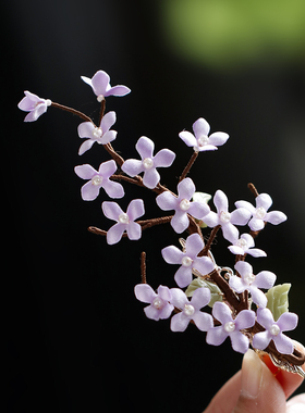 紫色小碎花发夹花仙子紫藤花头