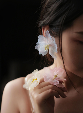 手工烫花花朵耳钉高级感