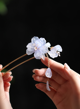 清冷感玉兰花流苏发簪