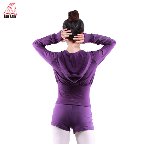 红雨舞蹈服女士长袖上衣广场舞服装练功服瑜伽服健美操上装秋冬 - 图1