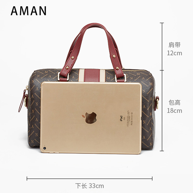 aman欧美女士潮牌单肩简约波士顿包 aman女士包袋