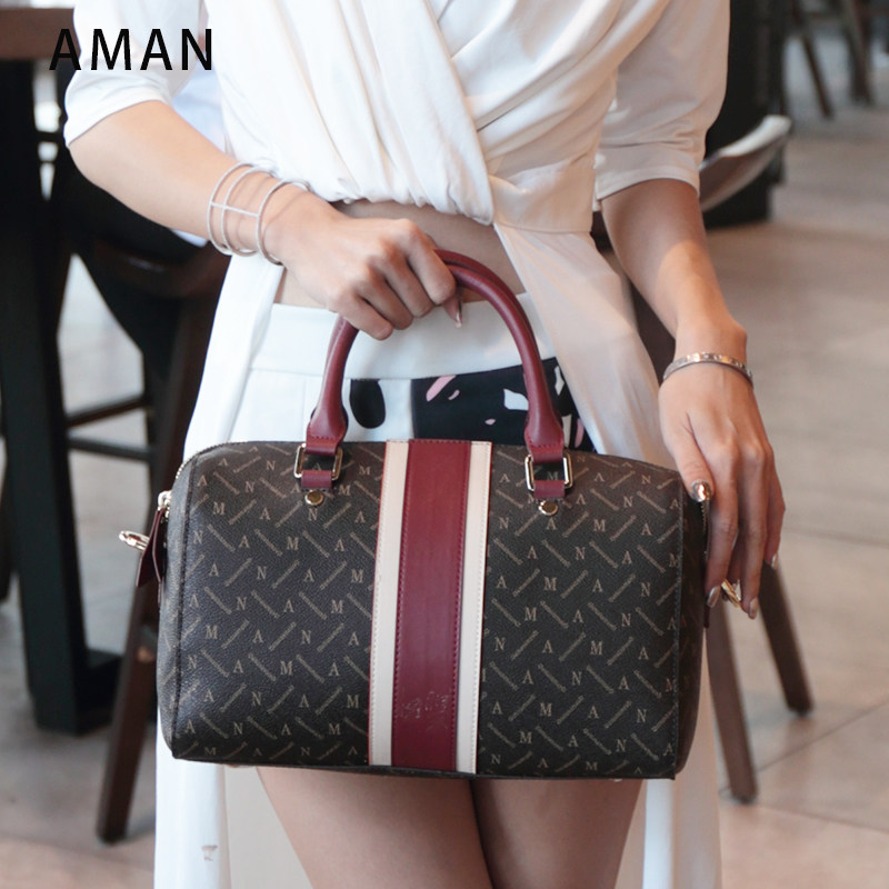 aman欧美女士潮牌单肩简约波士顿包 aman女士包袋
