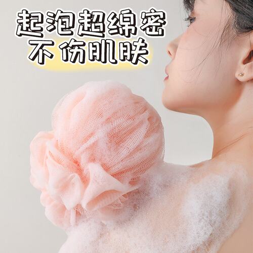 尹秀沐浴球高档不散女士专用大号浴花长条式搓澡神器浴球洗澡擦背 - 图2
