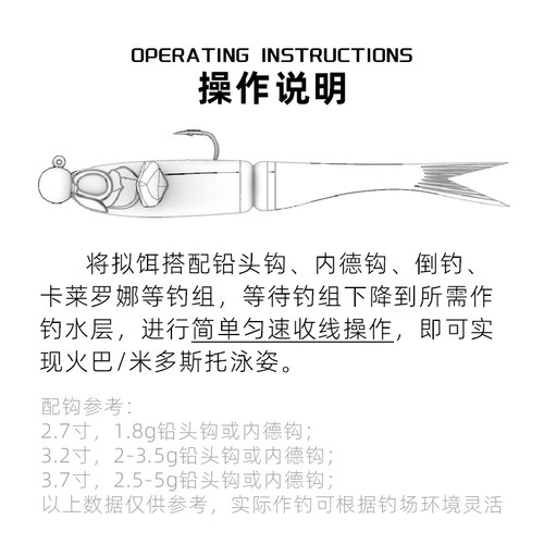 鸦语摆步鱼缓沉软饵火巴米多斯托钓组黑坑竞技鲈鱼鳜鱼路亚软虫 - 图1