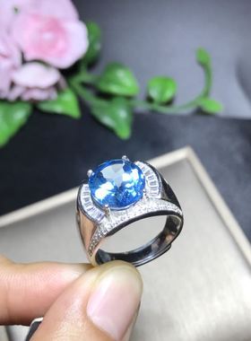 福利银镶天然托帕石戒指主石尺寸