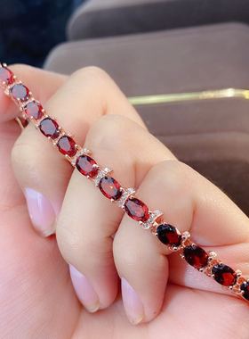 新款天然石榴石手链，