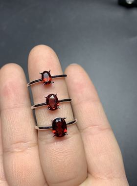 特惠925银镶嵌天然石榴石戒指