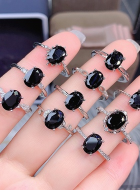 特惠6*8mm银镀金克拉蓝宝石戒指