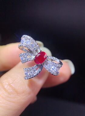 新款天然缅甸无烧戒指镶嵌红宝石