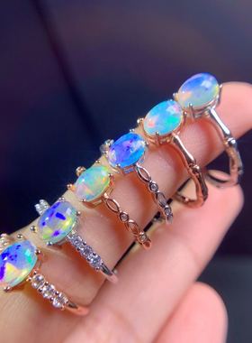 花心美饰天然欧泊戒指工艺主石