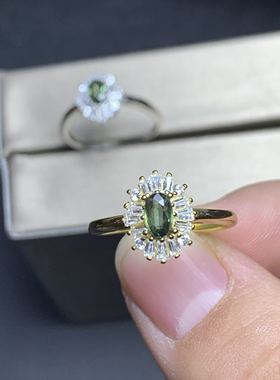 绿色活口漂亮蓝宝石戒指特惠新款