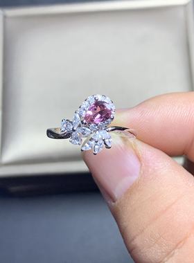 特惠新款925银镀白金天然碧玺4