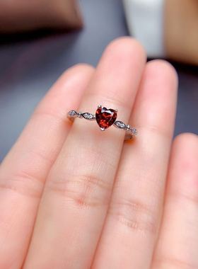 莫桑比克高净度5mm925石榴石戒指