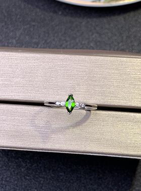 925银绿色天然透辉石戒指特惠