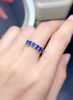 精品天然斯里兰卡蓝宝石925镀金