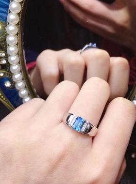 天然佩戴925银精工托帕石戒指