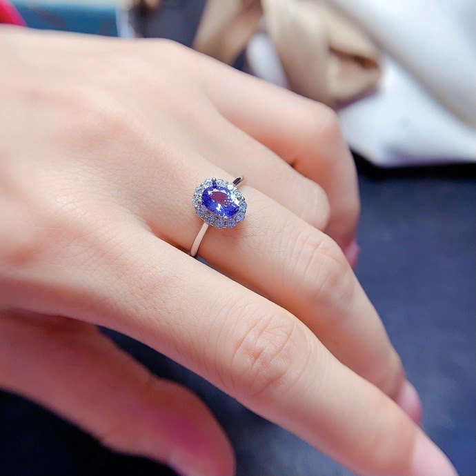 天然坦桑石戒指 主石5*7mm特惠 精工925银镶嵌 活口设计支持检测,淘宝优惠券,粉丝福利购,淘宝优惠卷