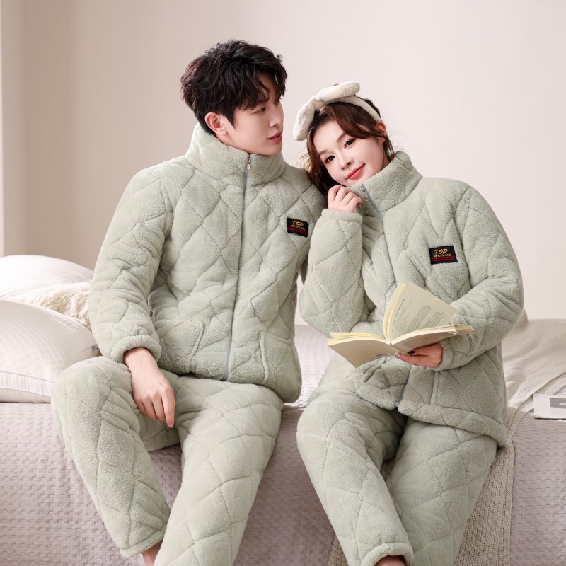 情侣睡衣冬季法兰绒三层加厚夹棉男女珊瑚绒保暖休闲大码套装家居,淘宝优惠券,粉丝福利购,淘宝优惠卷