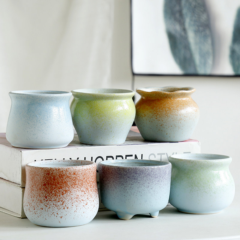 多肉小清新花盆陶瓷粗陶透气创意简约个性家用肉肉复古植物盆清仓,淘宝优惠券,粉丝福利购,淘宝优惠卷