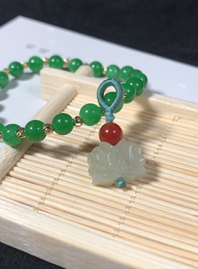 diy天然和田玉莲蓬醒狮提溜吊坠