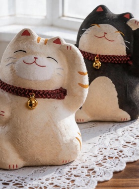 日本进口京都龙虎堂招财猫摆件