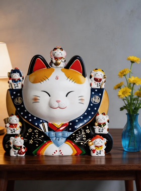 日本药师窑七福神大号招财猫