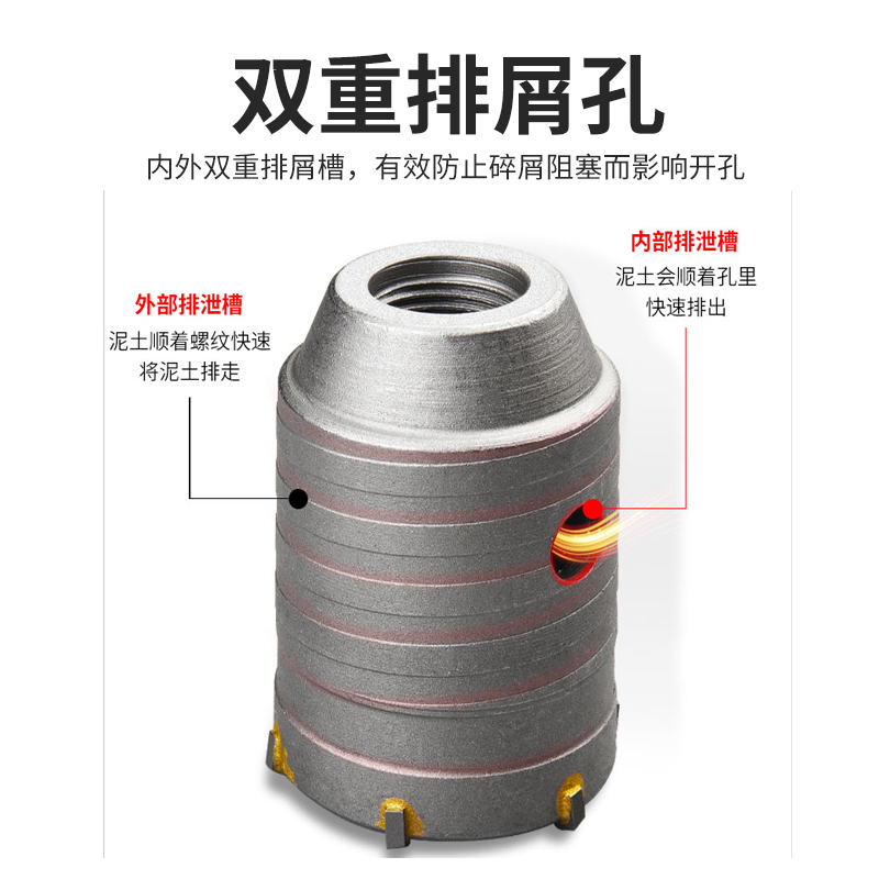 墙壁开孔器连接杆混凝土空调管冲击电锤钻头打孔神器水泥墙打孔 - 图2