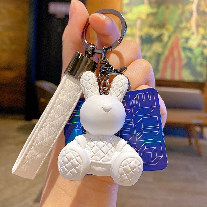 创意竹编兔钥匙扣挂件可爱卡通坐姿兔子情侣汽车钥匙链挂饰小礼品,淘宝优惠券,粉丝福利购,淘宝优惠卷