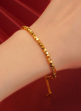 新中式沙金手链饰品女闺蜜爆闪碎银几两竹节手饰久不掉色仿真貔貅