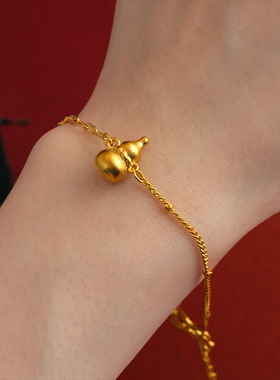 铜合金复古国潮福牌葫芦挂坠女士手链 民族风首饰百搭款越南