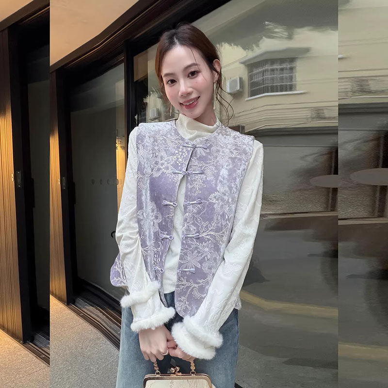 氛围感新中式紫色提花马甲女2026春季巨好看温柔轻奢无袖马夹外套,淘宝优惠券,粉丝福利购,淘宝优惠卷