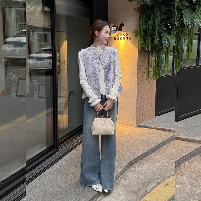 氛围感新中式紫色提花马甲女2026春季巨好看温柔轻奢无袖马夹外套,淘宝优惠券,粉丝福利购,淘宝优惠卷