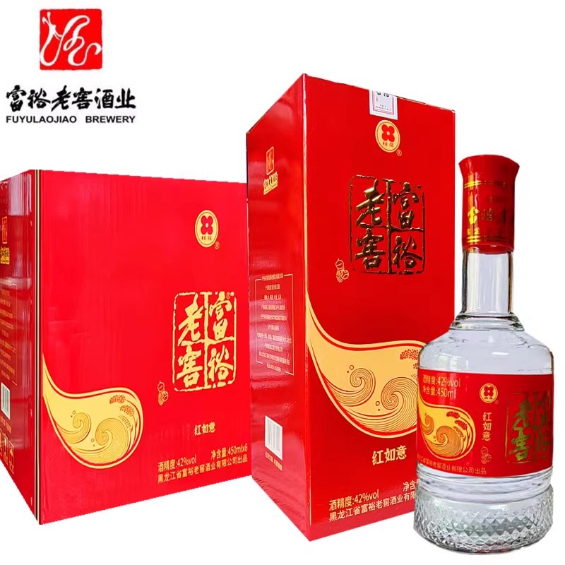 富裕老窖 红如意白酒 复合香型42度450mL*6瓶一箱 黑龙江粮食酿造 - 图0