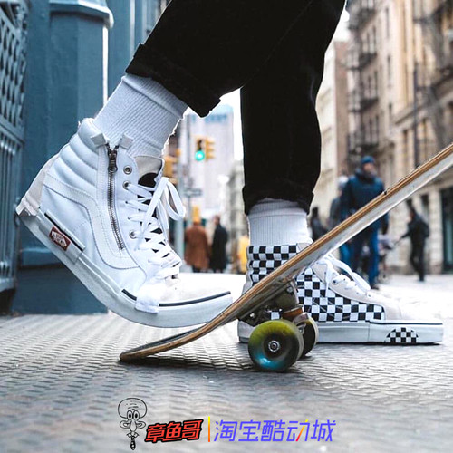 章鱼哥VANS SK8-HI CAP范斯新款黑白解构高帮帆布鞋VN0A3WM16BT - 图2